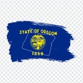 Flag of Oregon from brush strokes. Blank map of Oregon. United States of America. High quality map of Oregon and flag on transpa